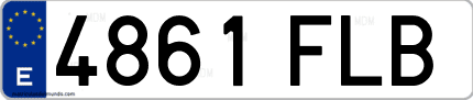 Ejemplo de matrícula de coche ordinaria 4861 FLB
