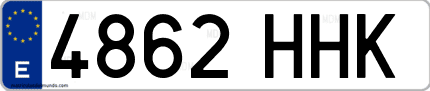 Ejemplo de matrícula de coche ordinaria 4862 HHK