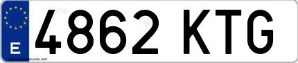 Ejemplo de matrícula española 4862 KTG