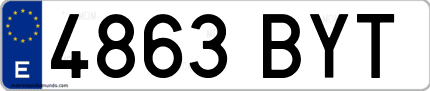 Ejemplo de matrícula de coche ordinaria 4863 BYT