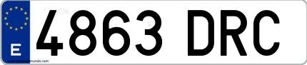 Ejemplo de matrícula española 4863 DRC