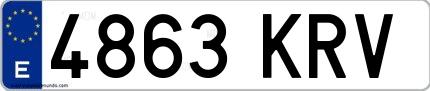 Ejemplo de matrícula española 4863 KRV