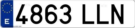 Ejemplo de matrícula española 4863 LLN