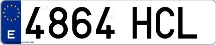 Ejemplo de matrícula española 4864 HCL