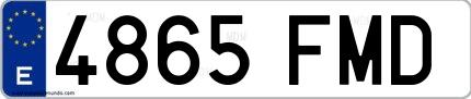 Ejemplo de matrícula española 4865 FMD