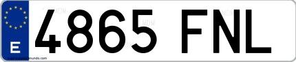 Ejemplo de matrícula española 4865 FNL
