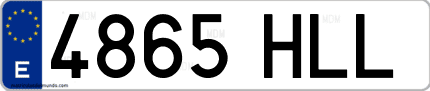 Ejemplo de matrícula de coche ordinaria 4865 HLL