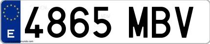 Ejemplo de matrícula española 4865 MBV