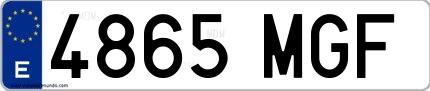 Ejemplo de matrícula española 4865 MGF