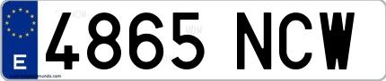 Ejemplo de matrícula española 4865 NCW