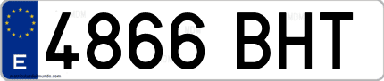 Ejemplo de matrícula de coche ordinaria 4866 BHT