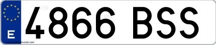 Ejemplo de matrícula española 4866 BSS