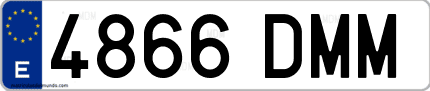 Ejemplo de matrícula de coche ordinaria 4866 DMM