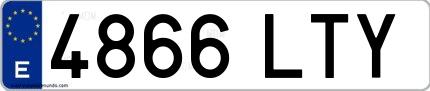 Ejemplo de matrícula española 4866 LTY