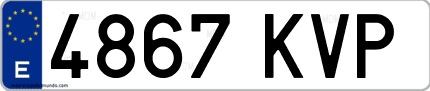 Ejemplo de matrícula de coche ordinaria 4867 KVP