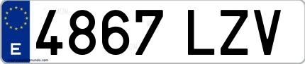 Ejemplo de matrícula española 4867 LZV