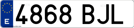 Ejemplo de matrícula de coche ordinaria 4868 BJL