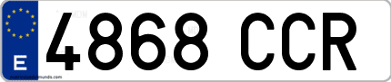 Ejemplo de matrícula de coche ordinaria 4868 CCR