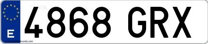 Ejemplo de matrícula española 4868 GRX