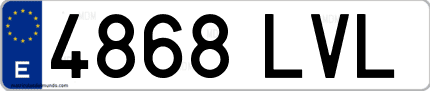 Ejemplo de matrícula de coche ordinaria 4868 LVL