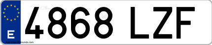 Ejemplo de matrícula de coche ordinaria 4868 LZF