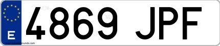 Ejemplo de matrícula española 4869 JPF