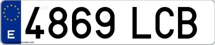 Ejemplo de matrícula española 4869 LCB
