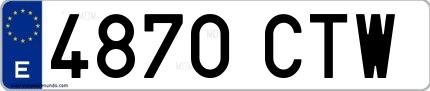 Ejemplo de matrícula española 4870 CTW