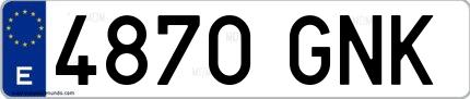 Ejemplo de matrícula española 4870 GNK