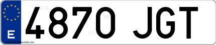Ejemplo de matrícula de coche ordinaria 4870 JGT