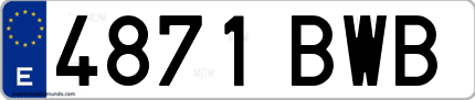Ejemplo de matrícula de coche ordinaria 4871 BWB