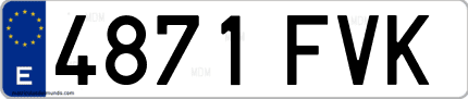Ejemplo de matrícula de coche ordinaria 4871 FVK