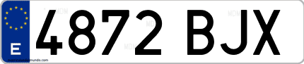 Ejemplo de matrícula de coche ordinaria 4872 BJX