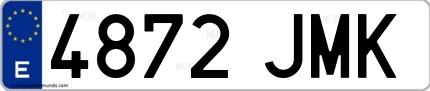 Ejemplo de matrícula española 4872 JMK