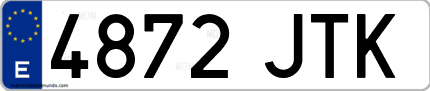 Ejemplo de matrícula de coche ordinaria 4872 JTK