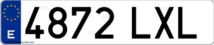 Ejemplo de matrícula española 4872 LXL