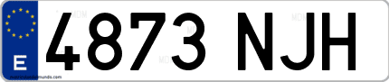 Ejemplo de matrícula de coche ordinaria 4873 NJH
