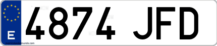 Ejemplo de matrícula de coche ordinaria 4874 JFD
