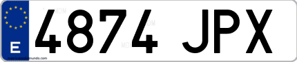 Ejemplo de matrícula de coche ordinaria 4874 JPX