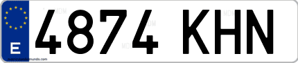 Ejemplo de matrícula de coche ordinaria 4874 KHN