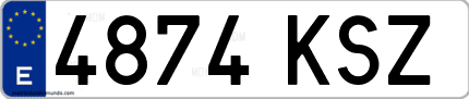Ejemplo de matrícula de coche ordinaria 4874 KSZ
