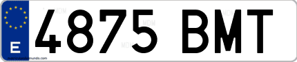 Ejemplo de matrícula de coche ordinaria 4875 BMT