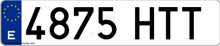 Ejemplo de matrícula de coche ordinaria 4875 HTT
