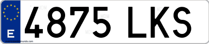 Ejemplo de matrícula de coche ordinaria 4875 LKS
