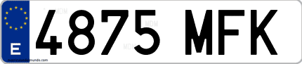 Ejemplo de matrícula de coche ordinaria 4875 MFK