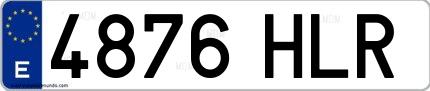 Ejemplo de matrícula española 4876 HLR
