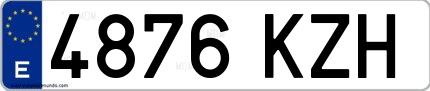 Ejemplo de matrícula española 4876 KZH