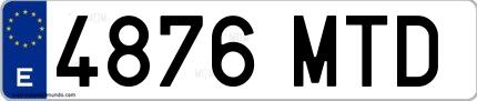 Ejemplo de matrícula española 4876 MTD