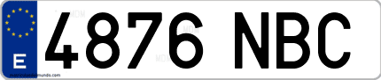 Ejemplo de matrícula de coche ordinaria 4876 NBC