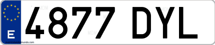 Ejemplo de matrícula de coche ordinaria 4877 DYL